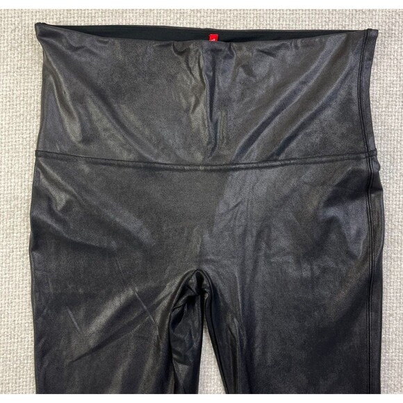 Spanx Faux Leather Leggings Women's Size 2X Black Pull On Shaping - Picture 2 of 11